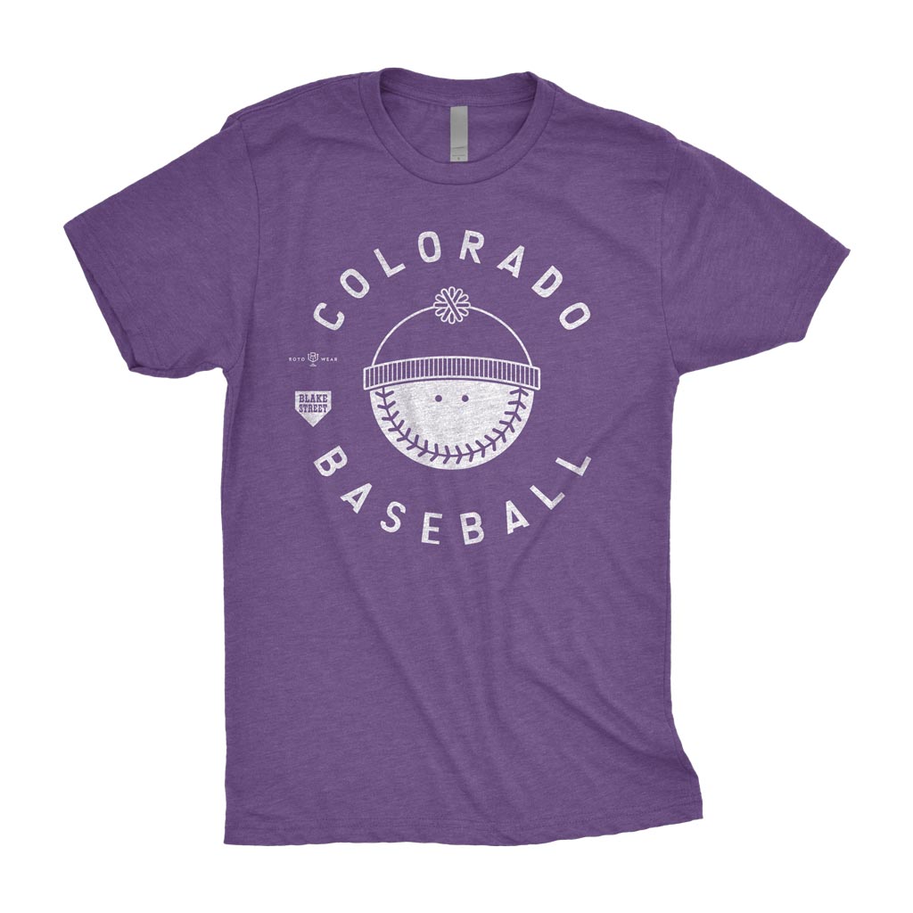Colorado Baseball Shirt | Cartoon Baseball Smiley Face Beanie Blake Street Original RotoWear Design
