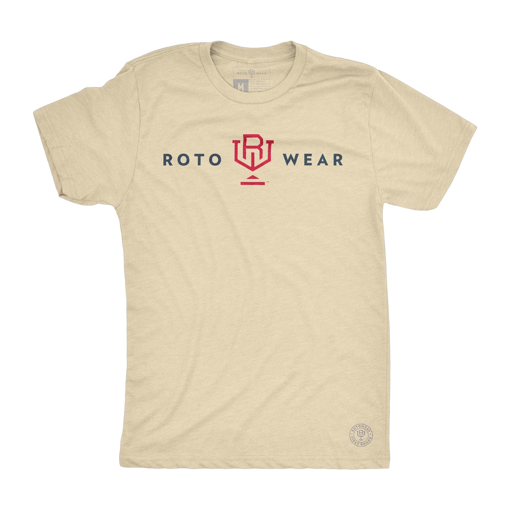 RotoWear logo men’s gold t-shirt for fantasy football managers, fantasy baseball leagues, DFS players, and fantasy sports fanatics