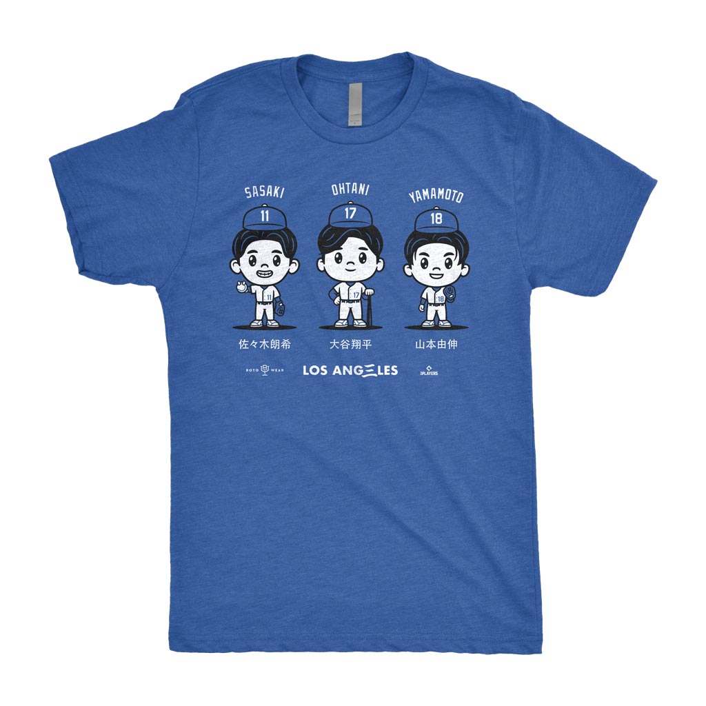 3 Tomodachi Shirt | Shohei Ohtani Yoshinobu Yamamoto Roki Sasaki Los Angeles Baseball Japanese Trio MLBPA RotoWear