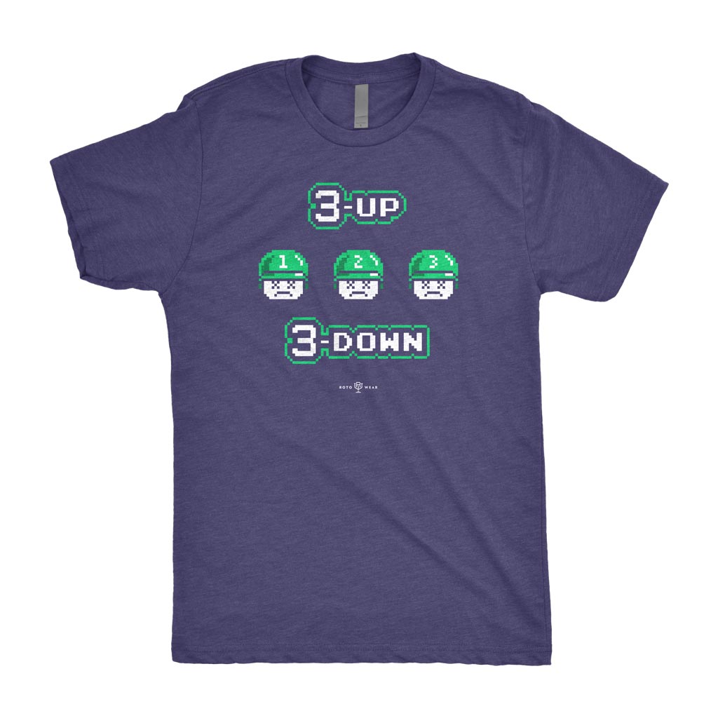 3 Up 3 Down | Three Up Three Down Baseball T-Shirt 3 Up 3 Down | Three Up Three Down Baseball T-Shirt