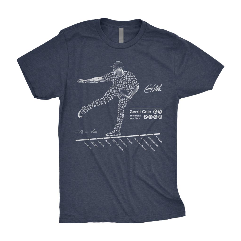 Cy Cole Shirt | Gerrit Cole Bronx New York Baseball Cole Train 2023 Cy Young Winner 222 K's 15 W's MLBPA RotoWear