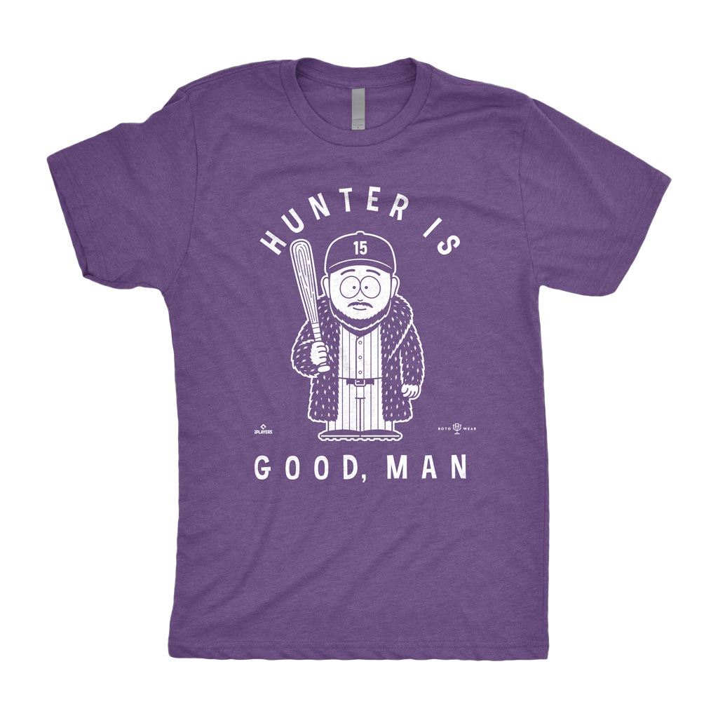 Hunter Is Good, Man Shirt | Hunter Goodman Colorado Baseball Home Run Fur Coat South Park Inspired MLBPA RotoWear Design