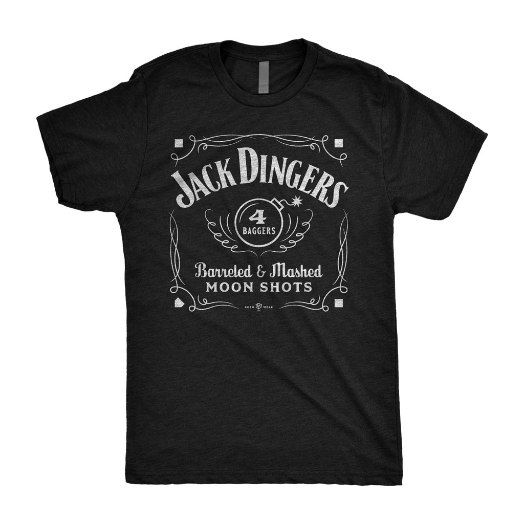 Jack Dingers Shirt | Barreled & Mashed Moon Shots 4 Baggers Baseball Original RotoWear Design