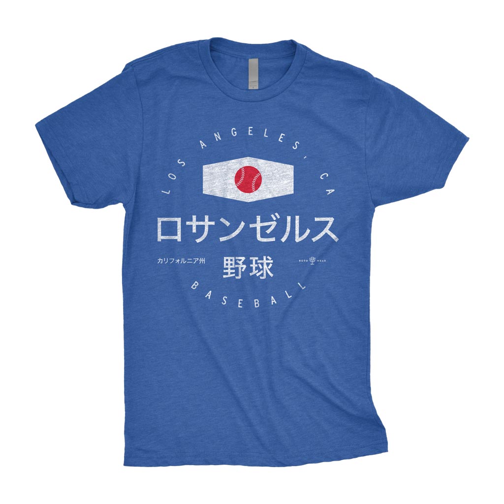 Land Of The Rising Fastball Shirt | Los Angeles Baseball Japan Flag Original RotoWear Design