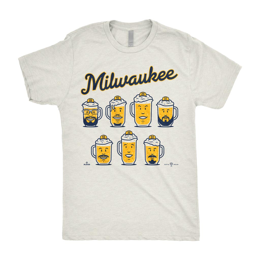 Milwaukee Pitchers Shirt | Aaron Ashby Abner Uribe Trevor Megill DL Hall Logan Henderson Jacob Misiorowski Robert Gasser Milwaukee Baseball Beer Pitchers MLBPA RotoWear