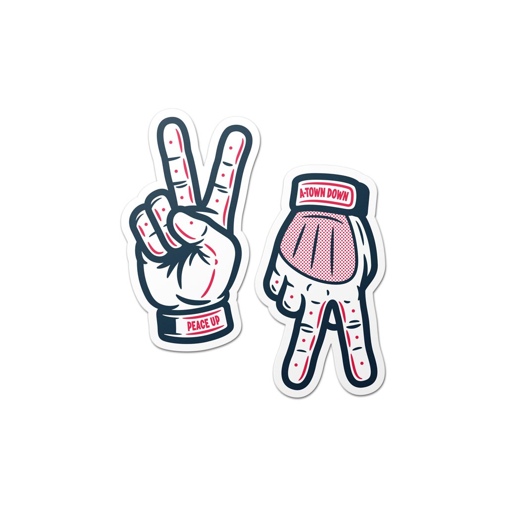 Peace Up, A-Town Down Stickers