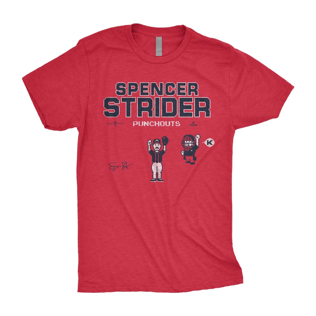 Spencer Strider Punchouts Shirt | Spencer Strider Atlanta Baseball 8-Bit K MLBPA RotoWear