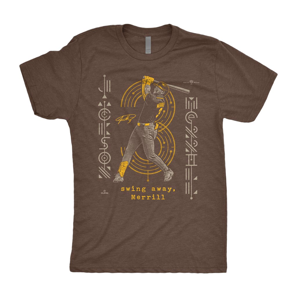Swing Away, Merrill Shirt | Jackson Merrill San Diego Baseball Crop Circles Signs MLBPA RotoWear