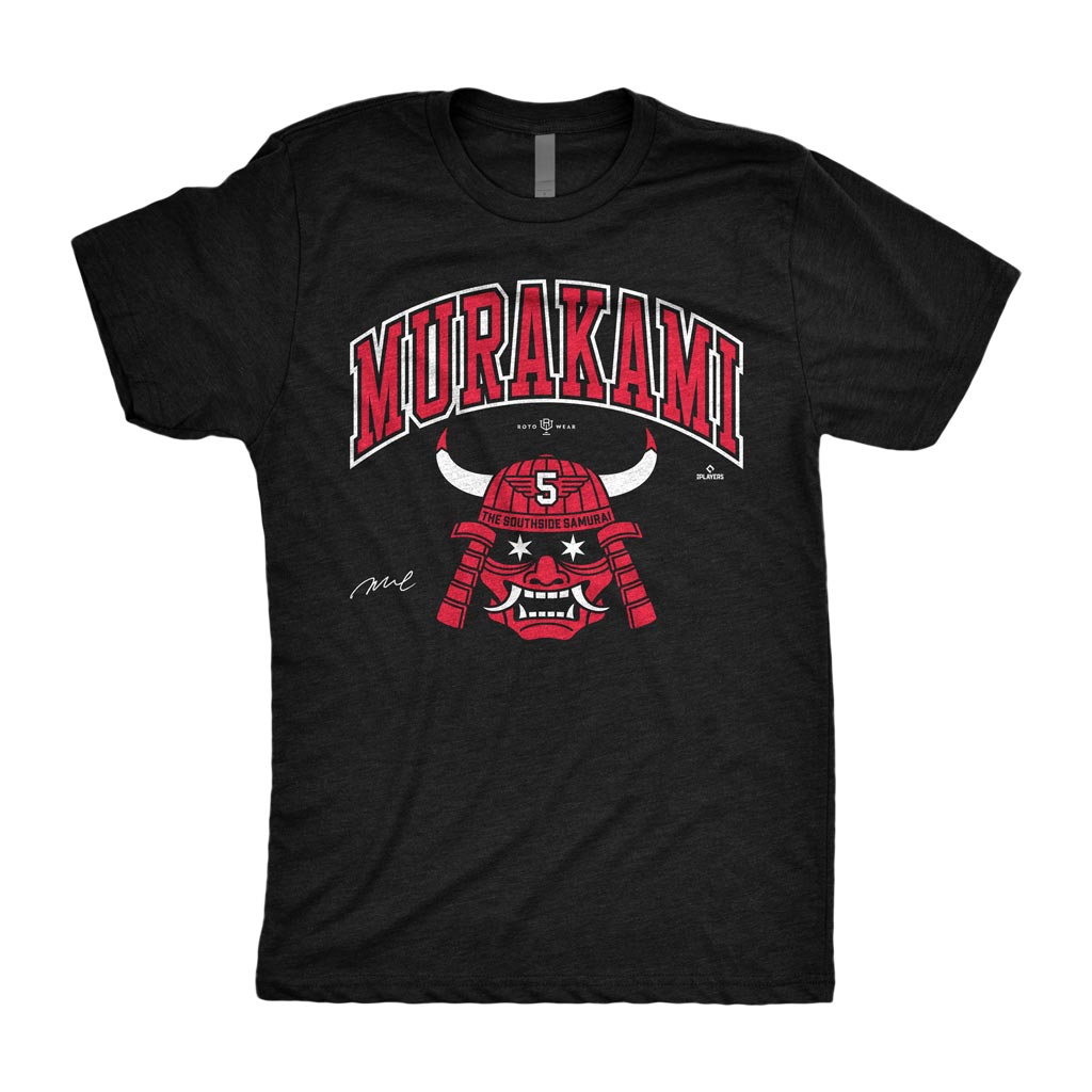 The Southside Samurai Shirt | Munetaka Murakami Chicago Baseball City Connect Inspired Kabuto Samurai Helmet with Oni Mask and Bull Horns MLBPA RotoWear