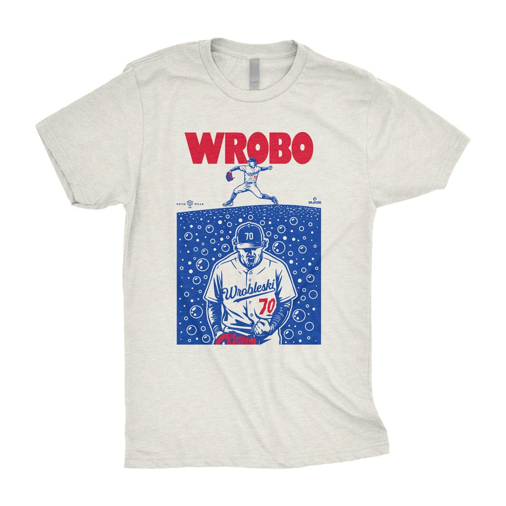 Wrobo Shark Shirt | Justin Wrobleski Los Angeles Baseball MLBPA Jaws Inspired RotoWear Design