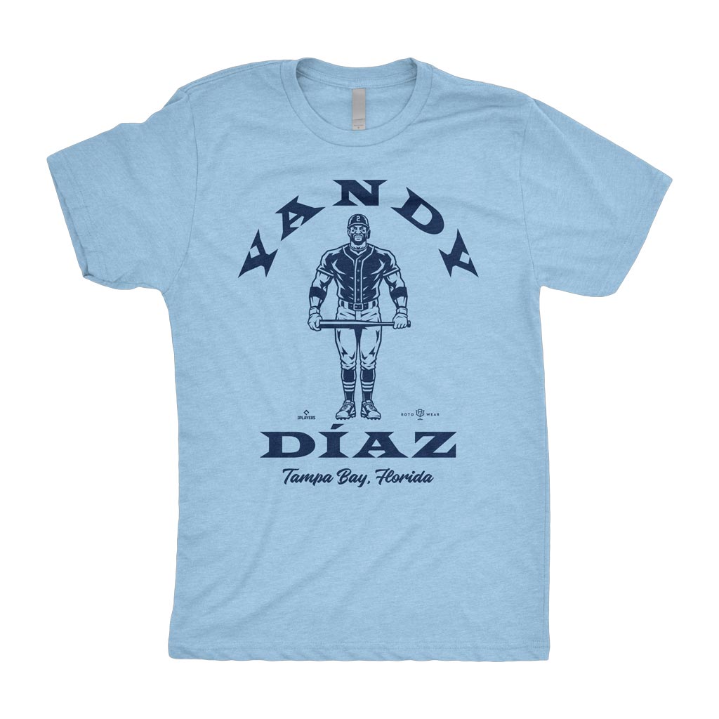 Yandy Díaz: Strong Hitter Shirt | Tampa Bay Baseball Vintage Gym Logo MLBPA RotoWear