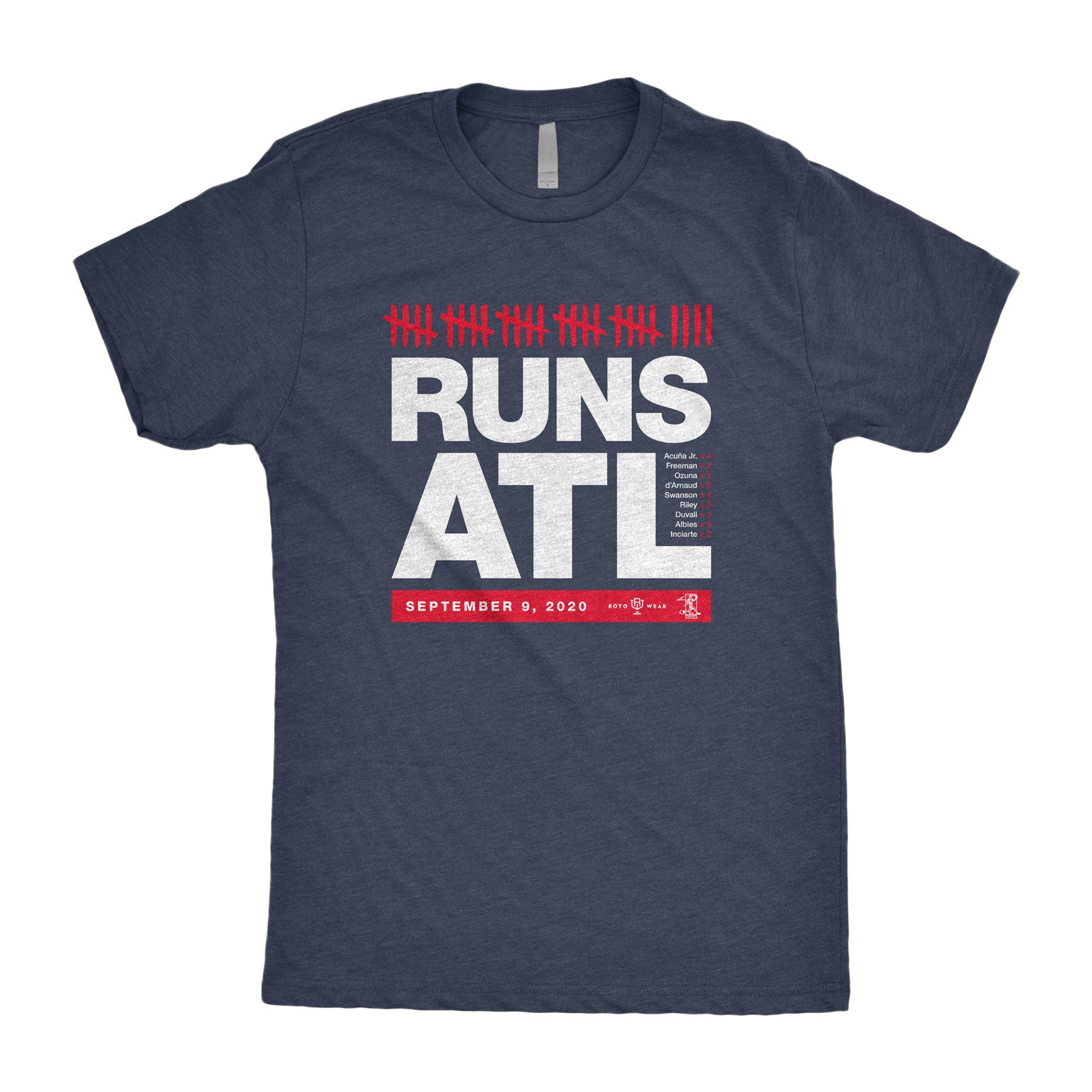 29 Runs ATL Shirt | Ronald Acuna Jr., Freddie Freeman, Marcell Ozuna, Travis d’Arnaud, Dansby Swanson, Austin Riley, Adam Duvall, Ozzie Albies, Ender Inciarte Atlanta Baseball RotoWear Officially Licensed by MLBPA