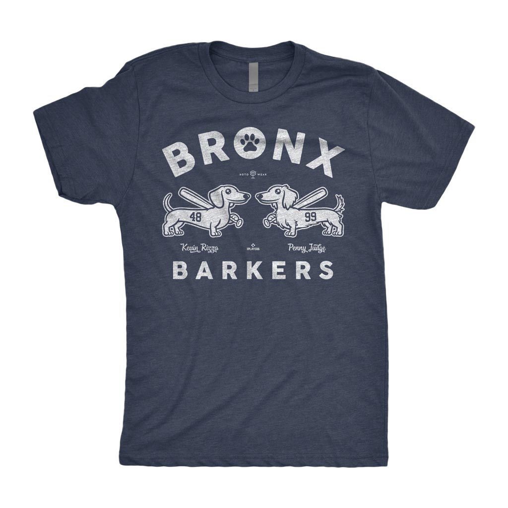 Bronx Barkers Shirt | Kevin Rizzo Penny Judge New York Yankees Players Dogs Aaron Judge Anthony Rizzo Baseball MLBPA RotoWear