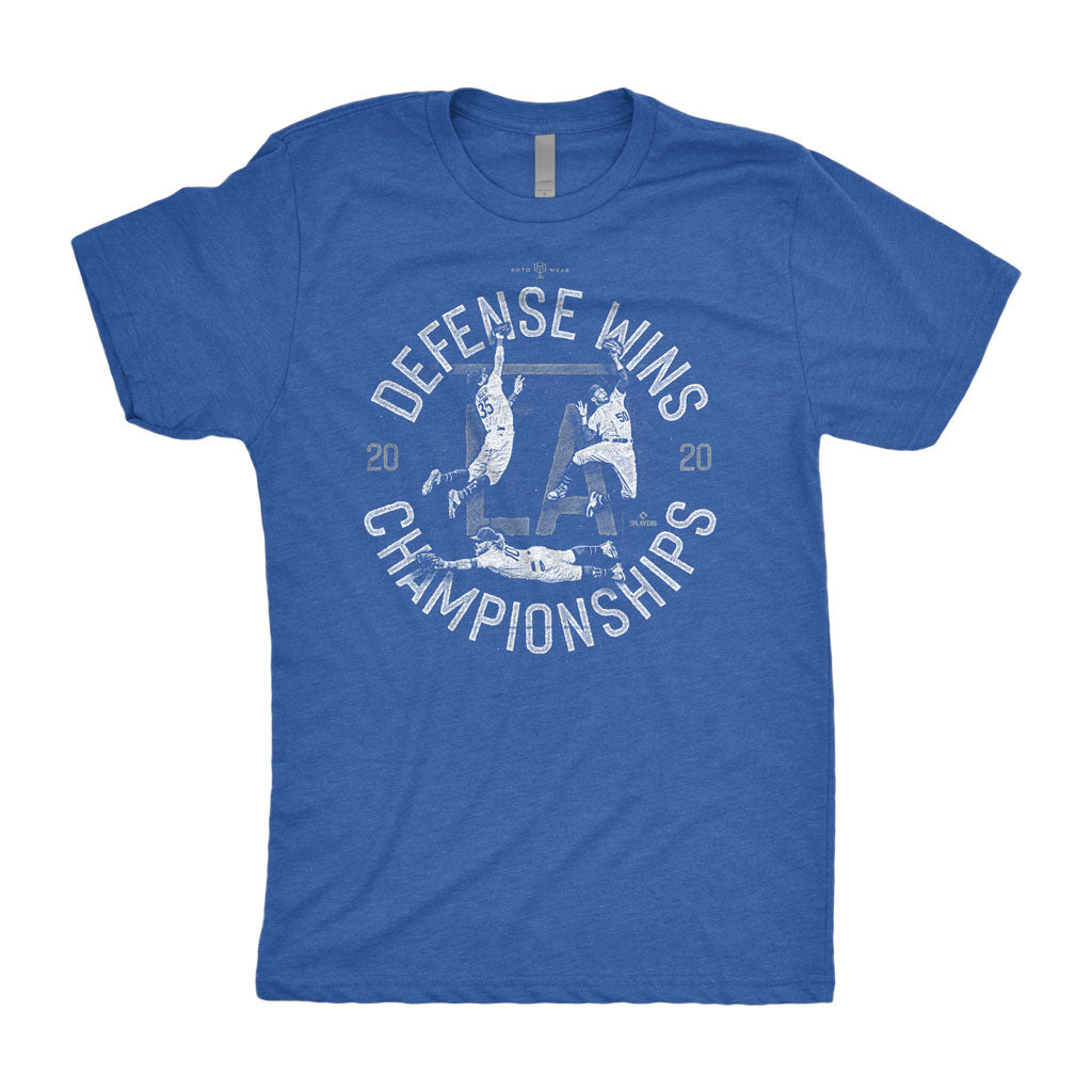 Defense Wins Championships Shirt | Cody Bellinger Mookie Betts Justin Turner Los Angeles Baseball LA 2020 Champs RotoWear