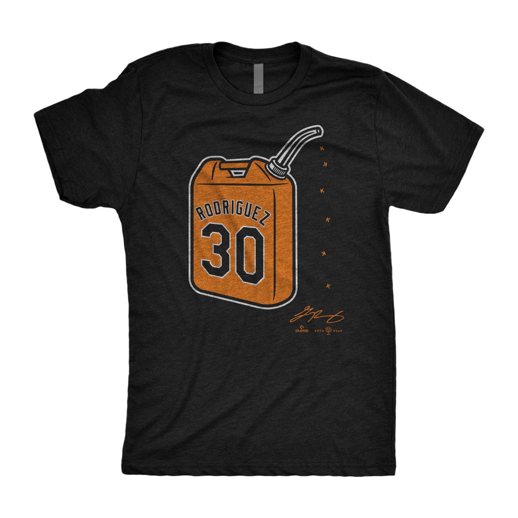 Grayson Rodriguez: Gas Shirt | Baltimore Baseball Gas Can MLBPA RotoWear