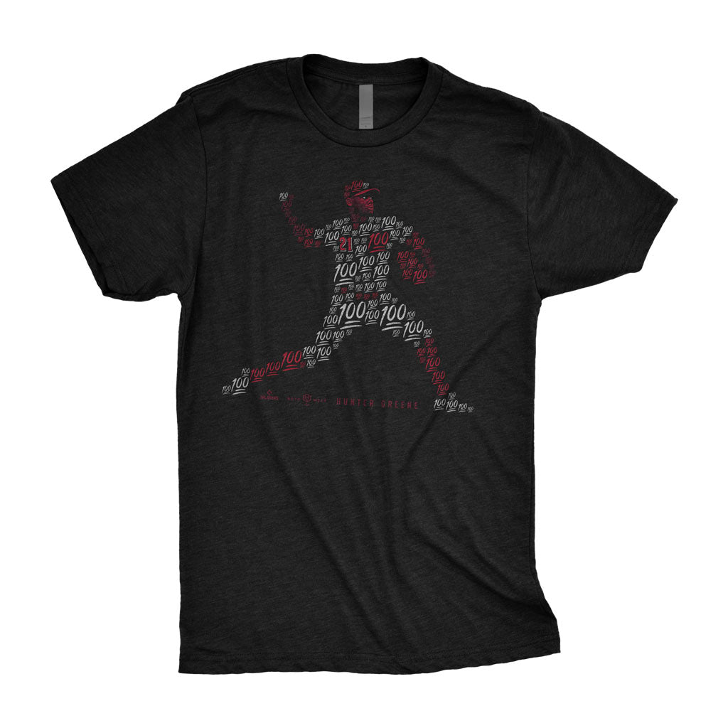 Hundo Greene Shirt | Hunter Greene 100 Emojis Cincinnati Baseball Reds MLBPA RotoWear