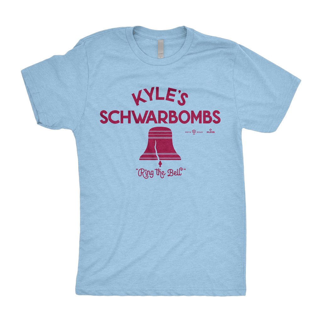 Kyle’s Schwarbombs Shirt | Kyle Schwarber Philadelphia Phillies Baseball Ring The Bell Bad News Bears Chico&#39;s Bail Bonds MLBPA RotoWear