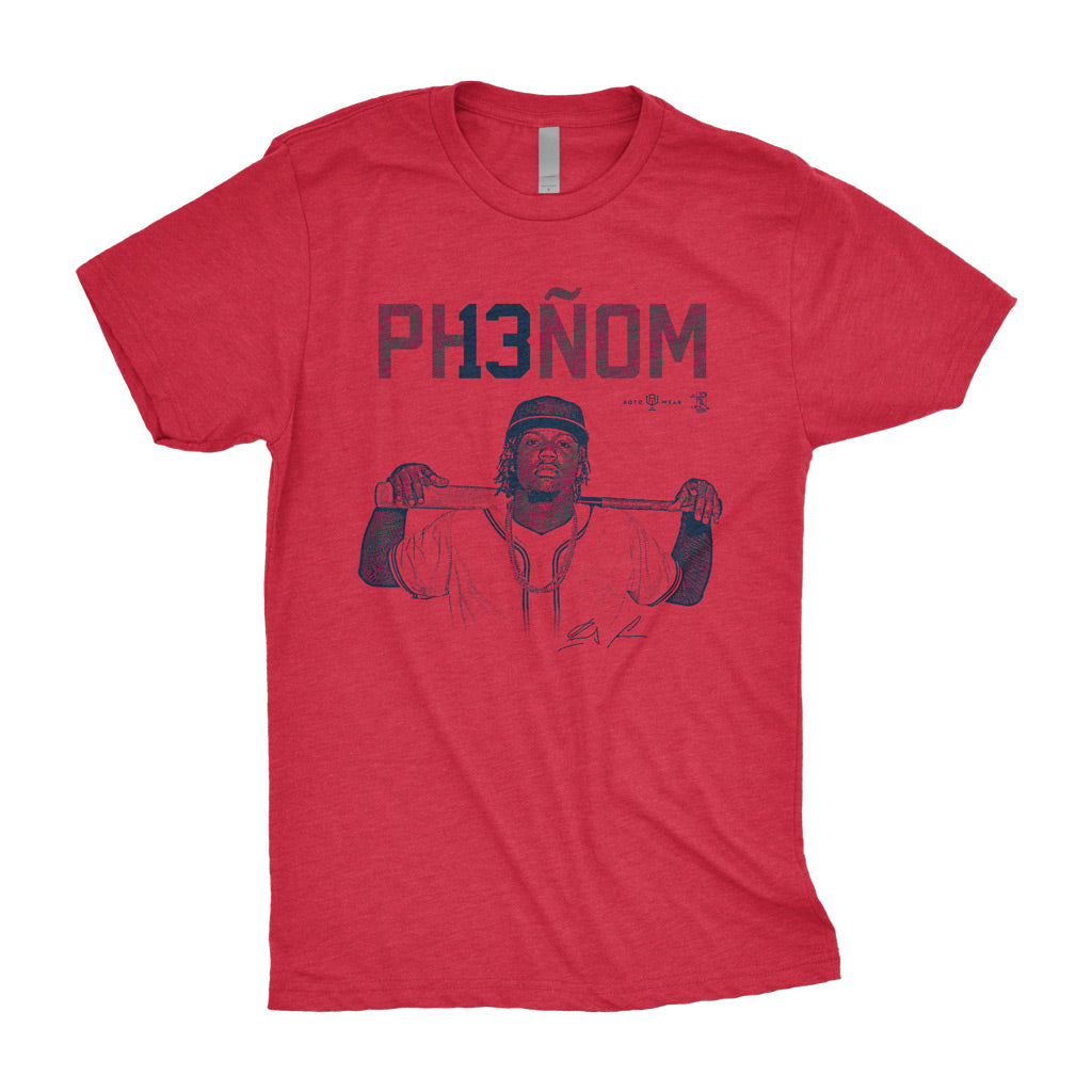 Pheñom Shirt | Ronald Acuna Jr. Atlanta Phenom 13 Baseball RotoWear