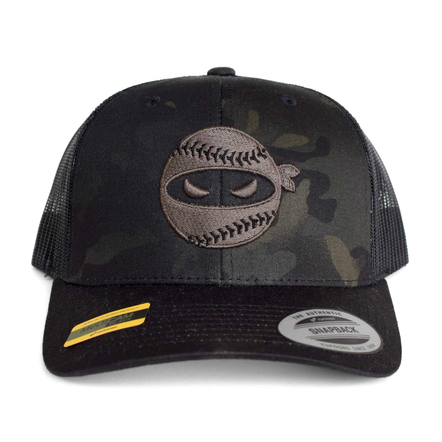 Pitching Ninja Trucker Hat (Dark Camo Edition)