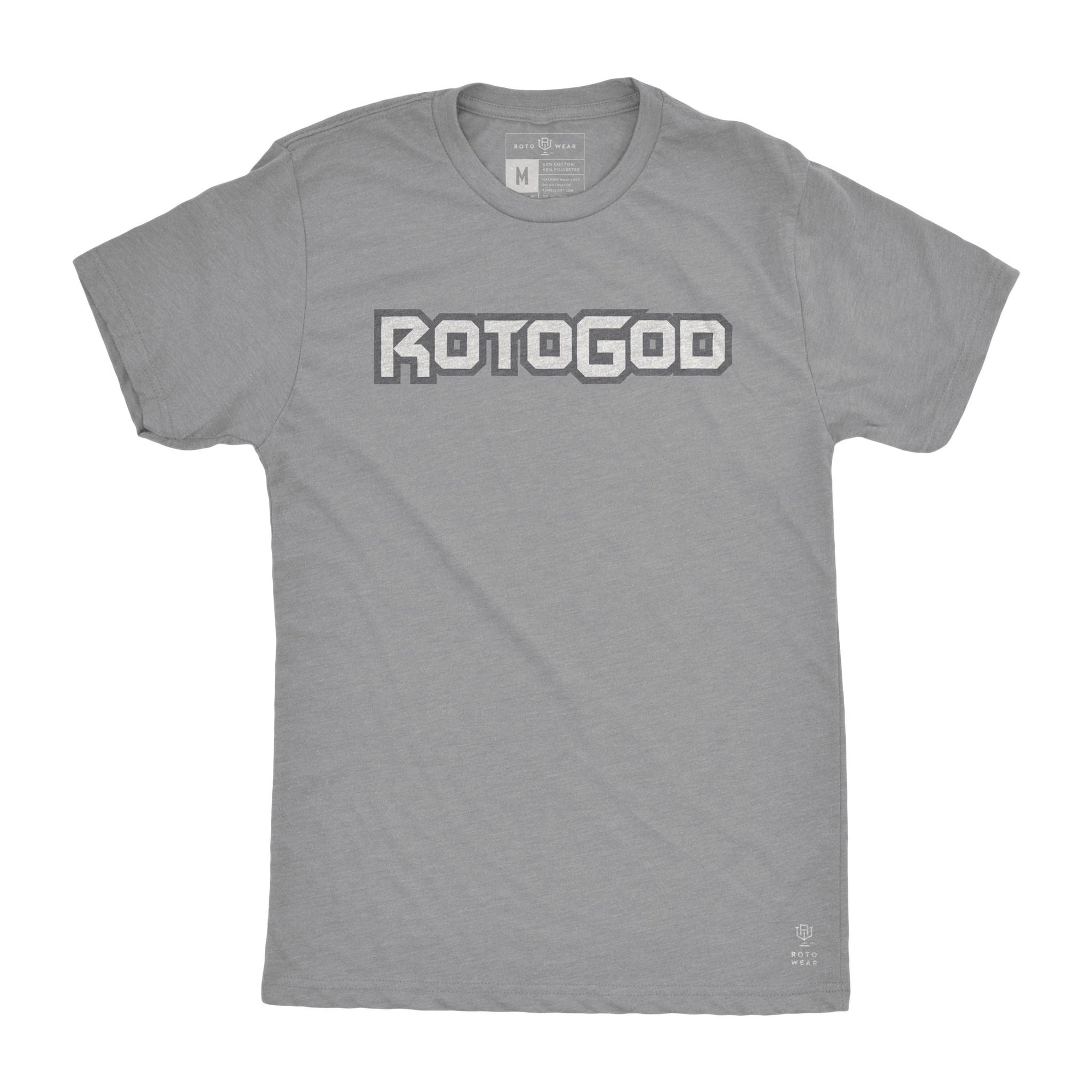 RotoGod men’s t-shirt by RotoWear for fantasy football, fantasy baseball, fantasy hockey and fantasy basketball managers who are gods of their roto leagues