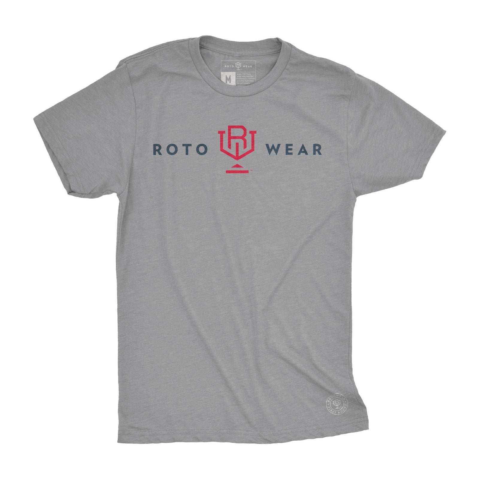 RotoWear logo men’s gray t-shirt for fantasy football managers, fantasy baseball leagues, DFS players, and fantasy sports fanatics