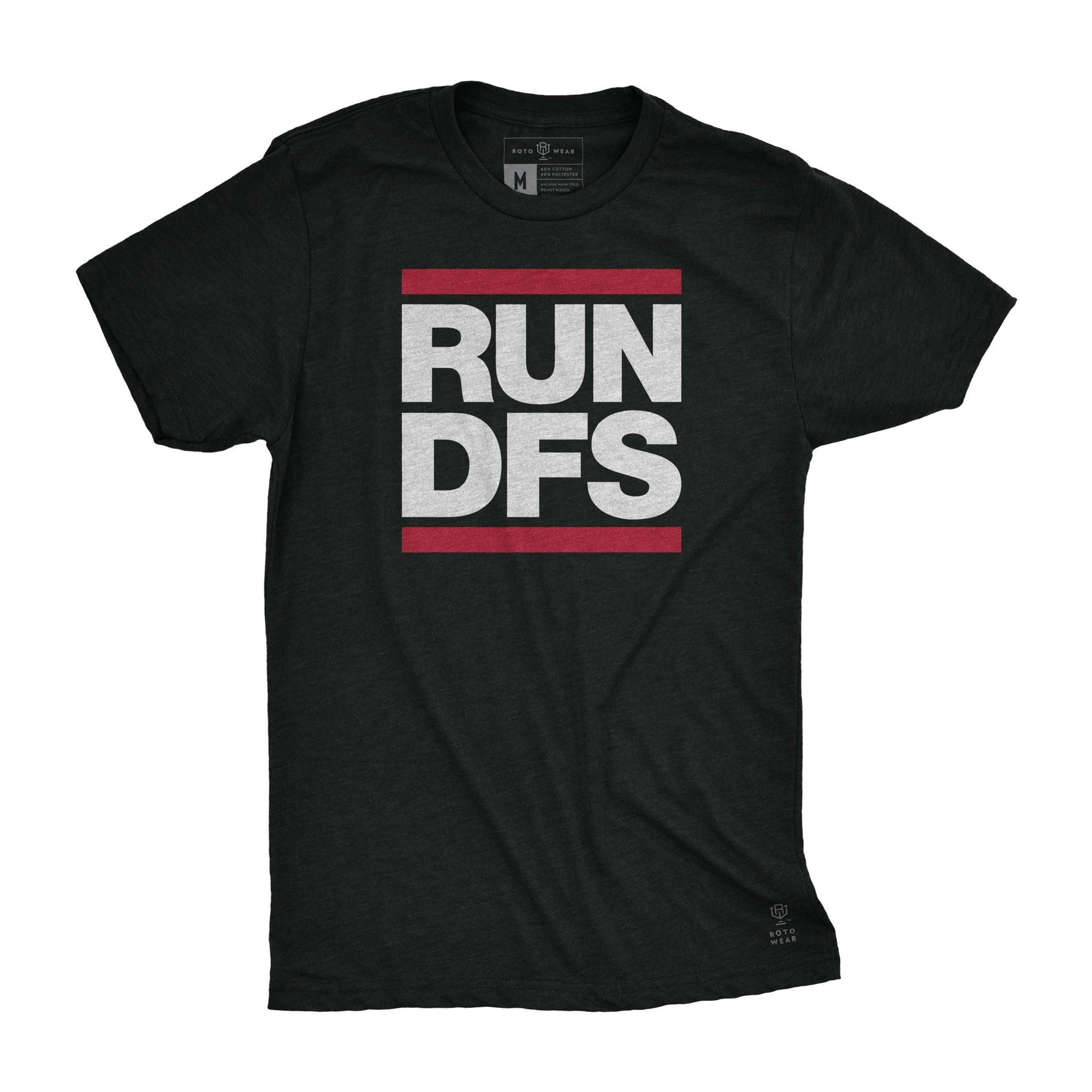 Run DFS men’s t-shirt by RotoWear for daily fantasy DraftKings and Fanduel players, fantasy football, fantasy baseball, fantasy hockey and fantasy basketball managers