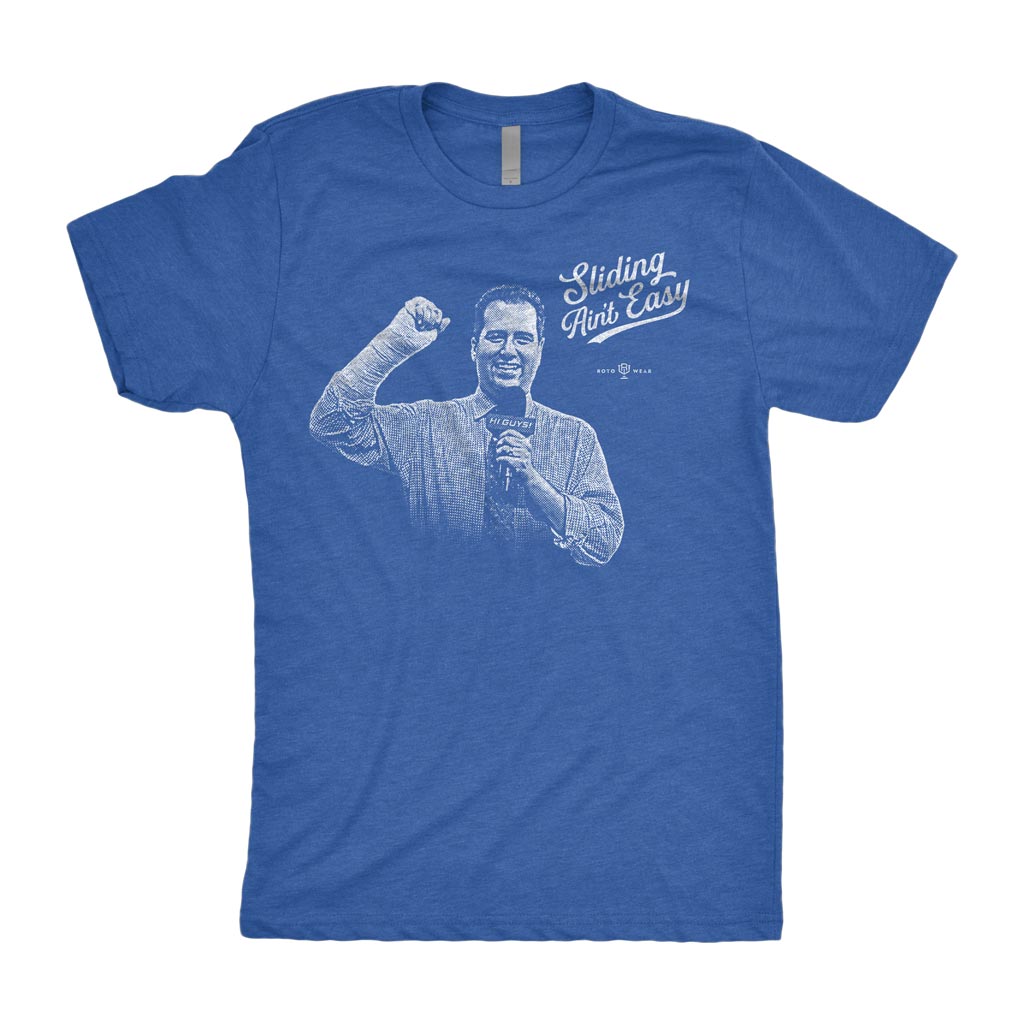 Sliding Ain’t Easy Shirt | David Vassegh Fractures Wrist Going Down Slide Los Angeles Baseball RotoWear Design